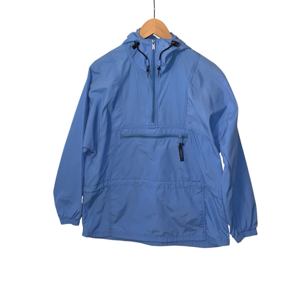 Vintage LL Bean Pullover Jacket Women small Nylon Hooded Windbreaker Anorak